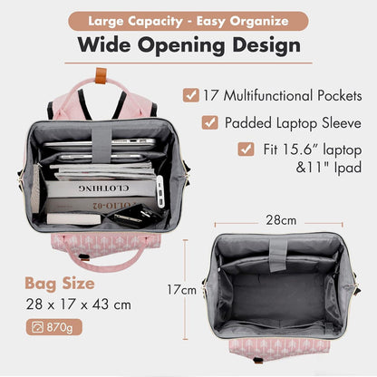 Lekesky Damen Laptop Rucksack 15,6 Zoll Anti-Diebstahl