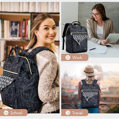 Laptop Rucksack Damen 15,6 Zoll Wasserdicht mit Anti-Diebstahl-Tasche Rose