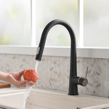 Hochdruck Schwarz Wasserhahn Küche Ausziehbar 360°Drehbar Brause