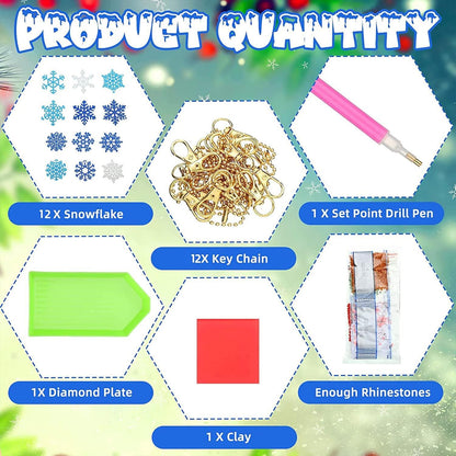 12er Set Weihnachts Schneeflocken Diamant Painting