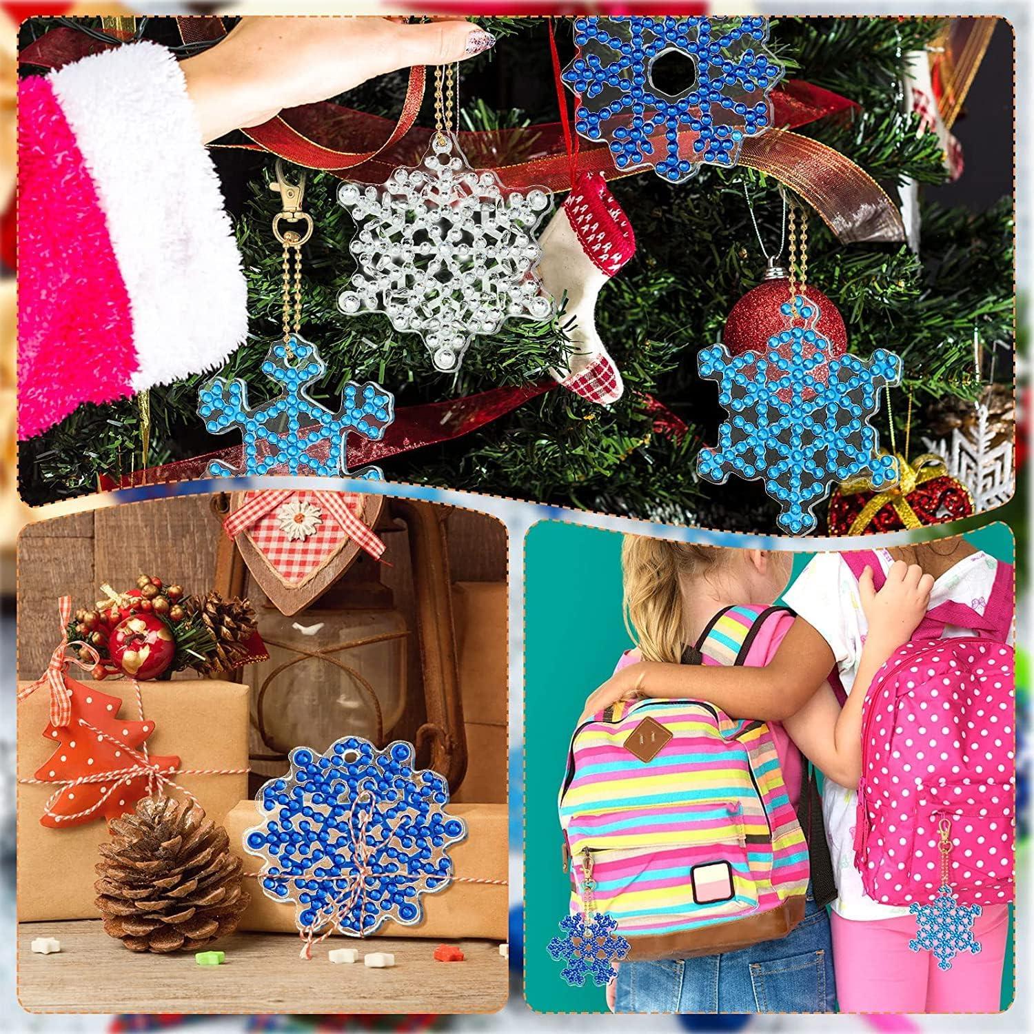 12er Set Schneeflocken Diamond Painting Weihnachten DIY Schlüsselanhänger