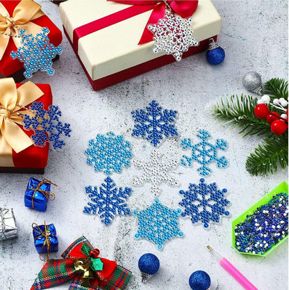12er Set Schneeflocken Diamond Painting Weihnachten DIY Schlüsselanhänger