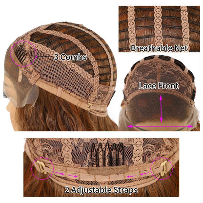 Lockige Auburn Lace Front Perücke – 26 Zoll, Hitzebeständig