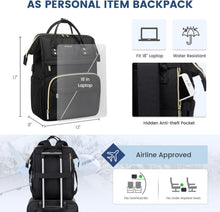 Großer Damen Rucksack Schwarz mit 18 Zoll Laptopfach