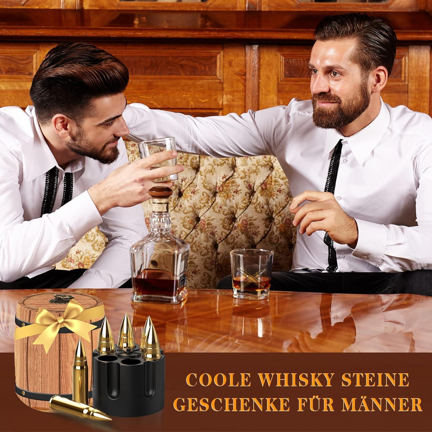 Whisky Steine Edelstahl Eiswürfel Holzfass Geschenk Set
