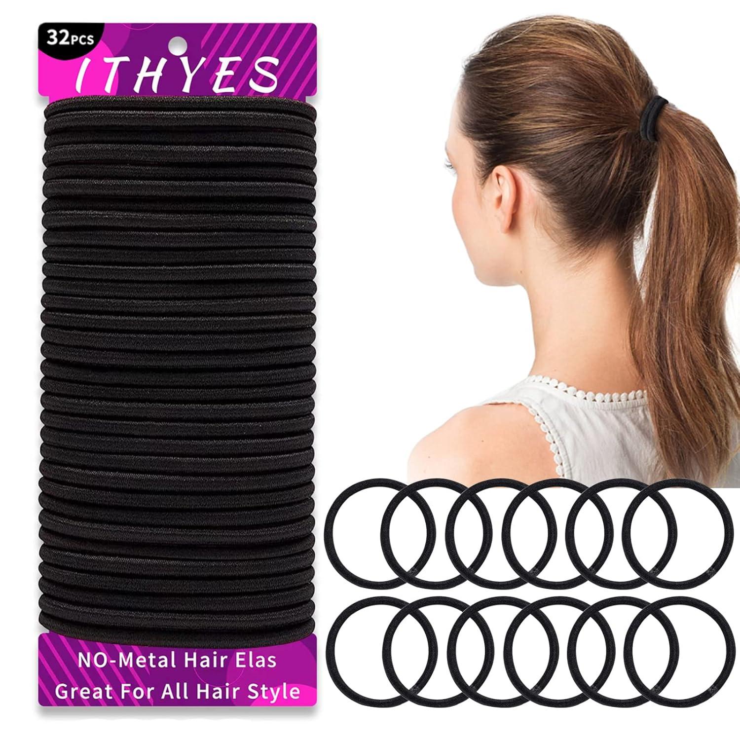 Haargummi Set Schwarz, Elastische Haarbänder, 32 Stück