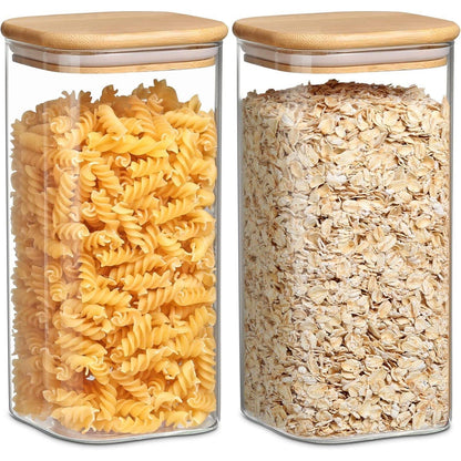 Vorratsgläser mit luftdichtem Bambusdeckel 1600ml 2er Pack