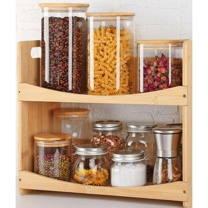 Vorratsgläser mit luftdichtem Bambusdeckel 1600ml 2er Pack