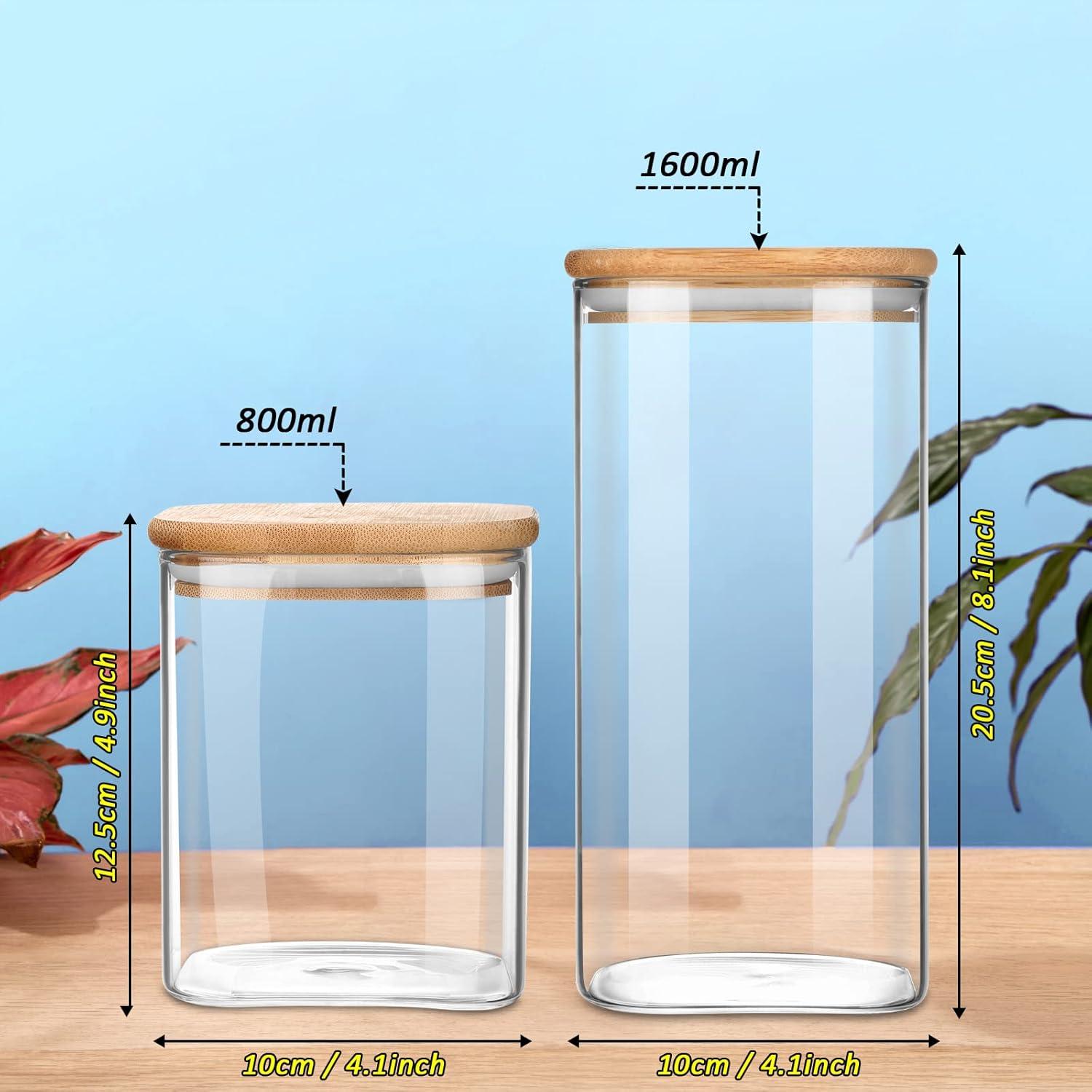 Vorratsgläser mit luftdichtem Bambusdeckel 1600ml 2er Pack