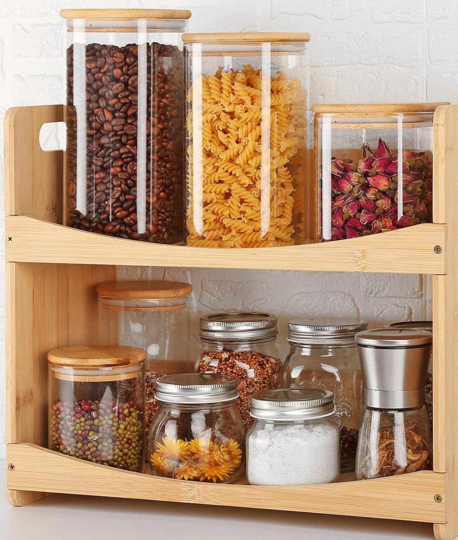 Vorratsgläser Glas Luftdichte Bambusdeckel 2er Set 1600ml
