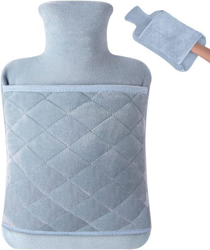 Wärmflasche mit Weichem Flaumbezug 2L - Kälteschutz & Schmerzlinderung