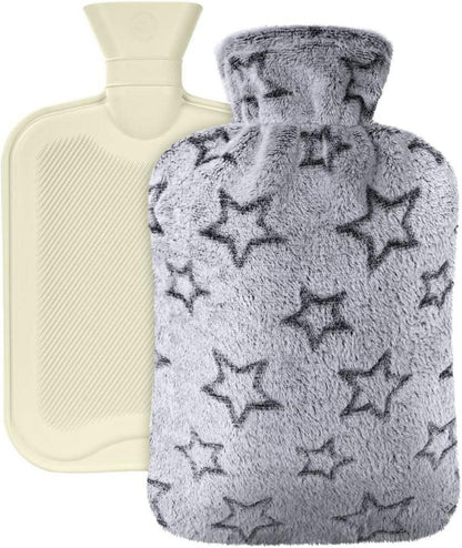 Wärmflasche mit Bezug 2L Weiche Flaum Kälteschutz Kinder & Erwachsene
