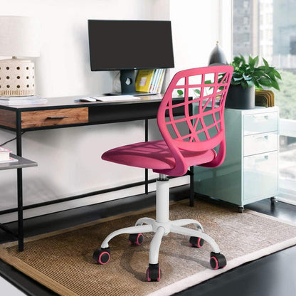 Ergonomischer Bürostuhl Höhenverstellbar Stoffsitz Rosa