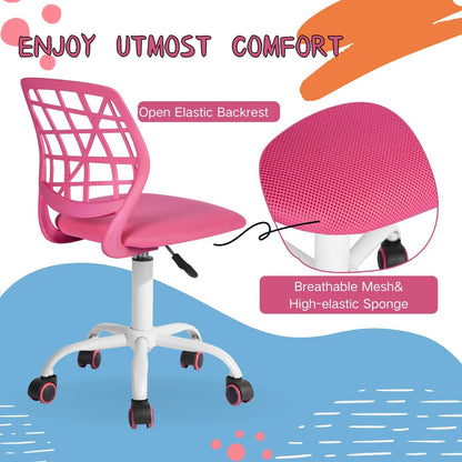 Höhenverstellbarer Bürostuhl Stoff Ergonomisch Rosa