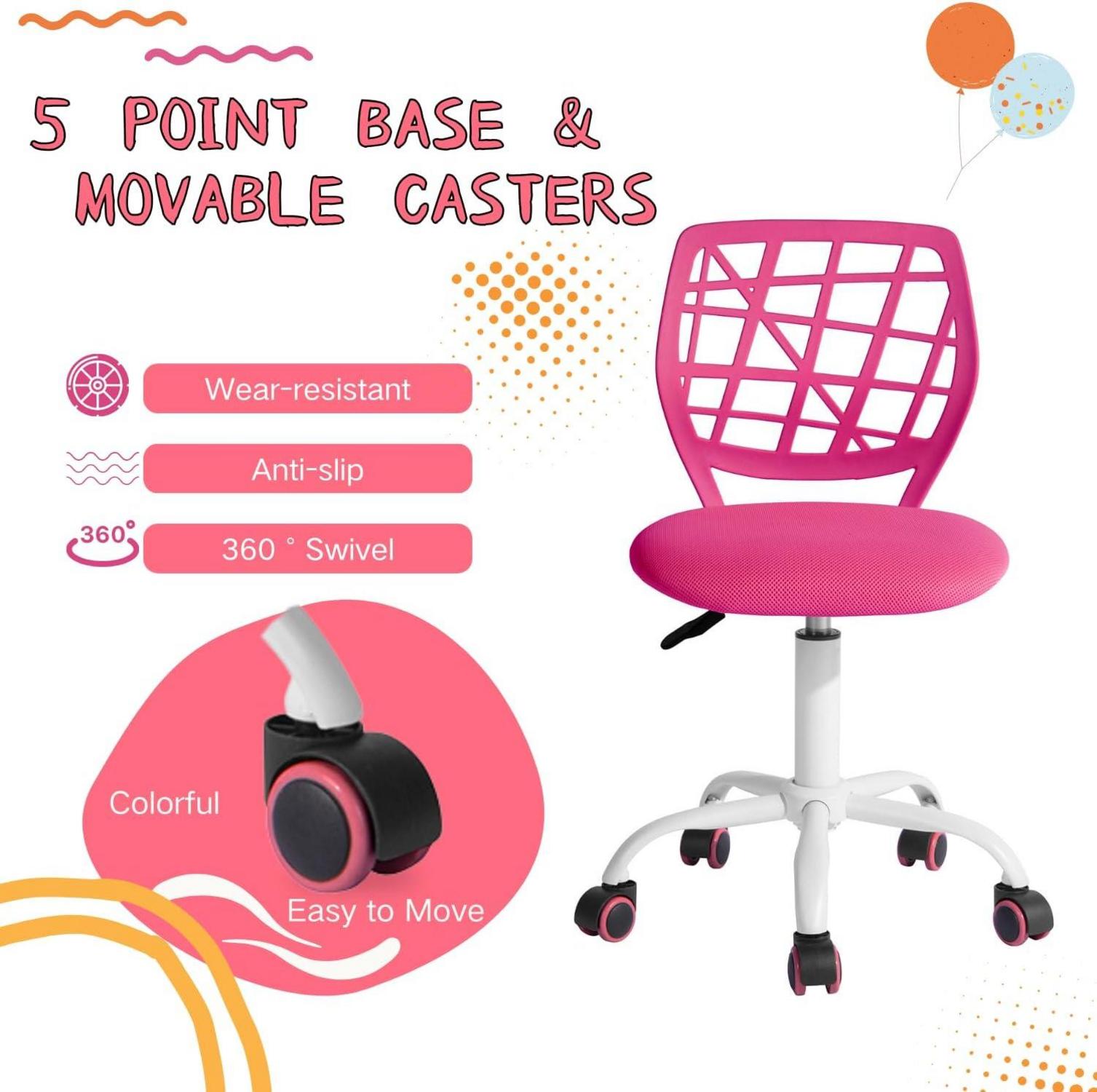 Ergonomischer Bürostuhl Höhenverstellbar Stoffsitz Rosa