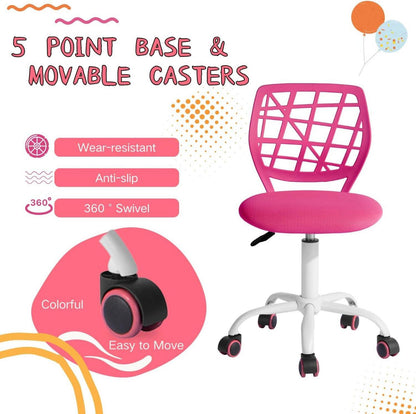 Ergonomischer Bürostuhl Höhenverstellbar Stoffsitz Rosa