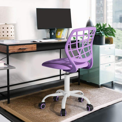 Bürostuhl Höhenverstellbar Stoffsitz Ergonomisch Lila Violett