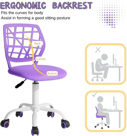Bürostuhl Ergonomisch Höhenverstellbar Stoffsitz Lila