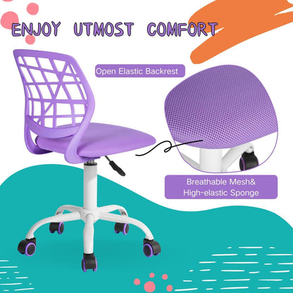 Bürostuhl Höhenverstellbar Stoffsitz Ergonomisch Lila Violett