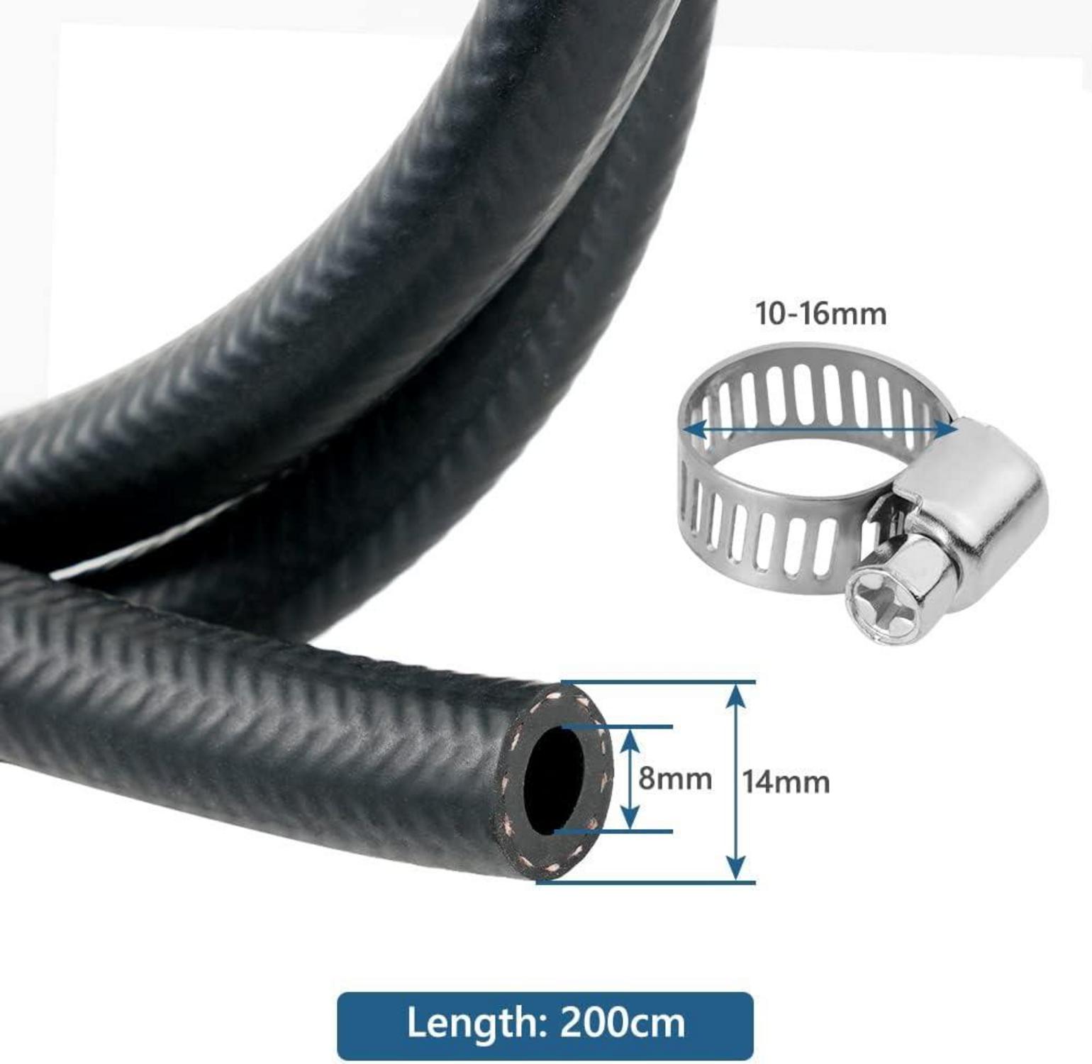 URAQT Benzinschlauch Kit 2m Ø8mm Kraftstoffschlauch + Schlauchschellen 10 + Benzinfilter 2 Auto Roller