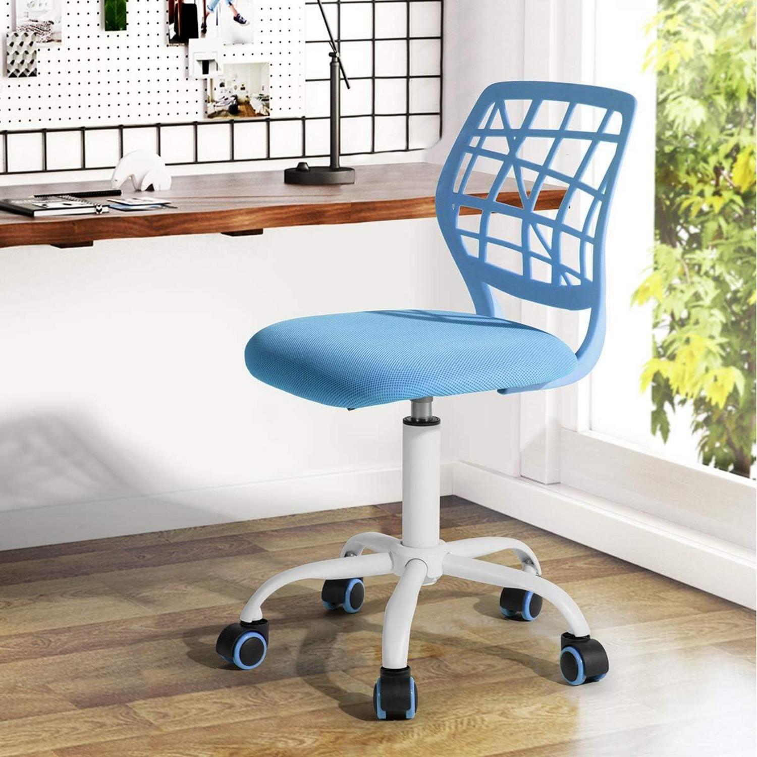 Bürostuhl Höhenverstellbar Stoffsitz Blau ergonomisch 100kg