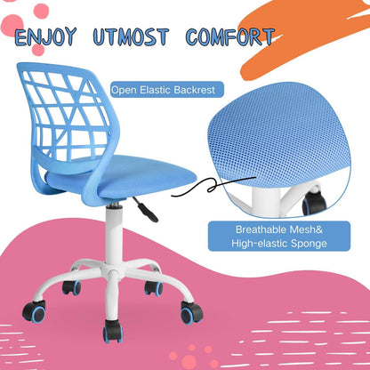 Bürostuhl Blau Höhenverstellbar Stoffsitz Ergonomisch