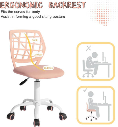 Ergonomischer Bürostuhl Höhenverstellbar Stoffsitz Hellrosa