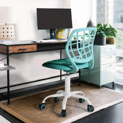 Höhenverstellbarer Bürostuhl Türkis Ergonomisch mit Stoffsitz