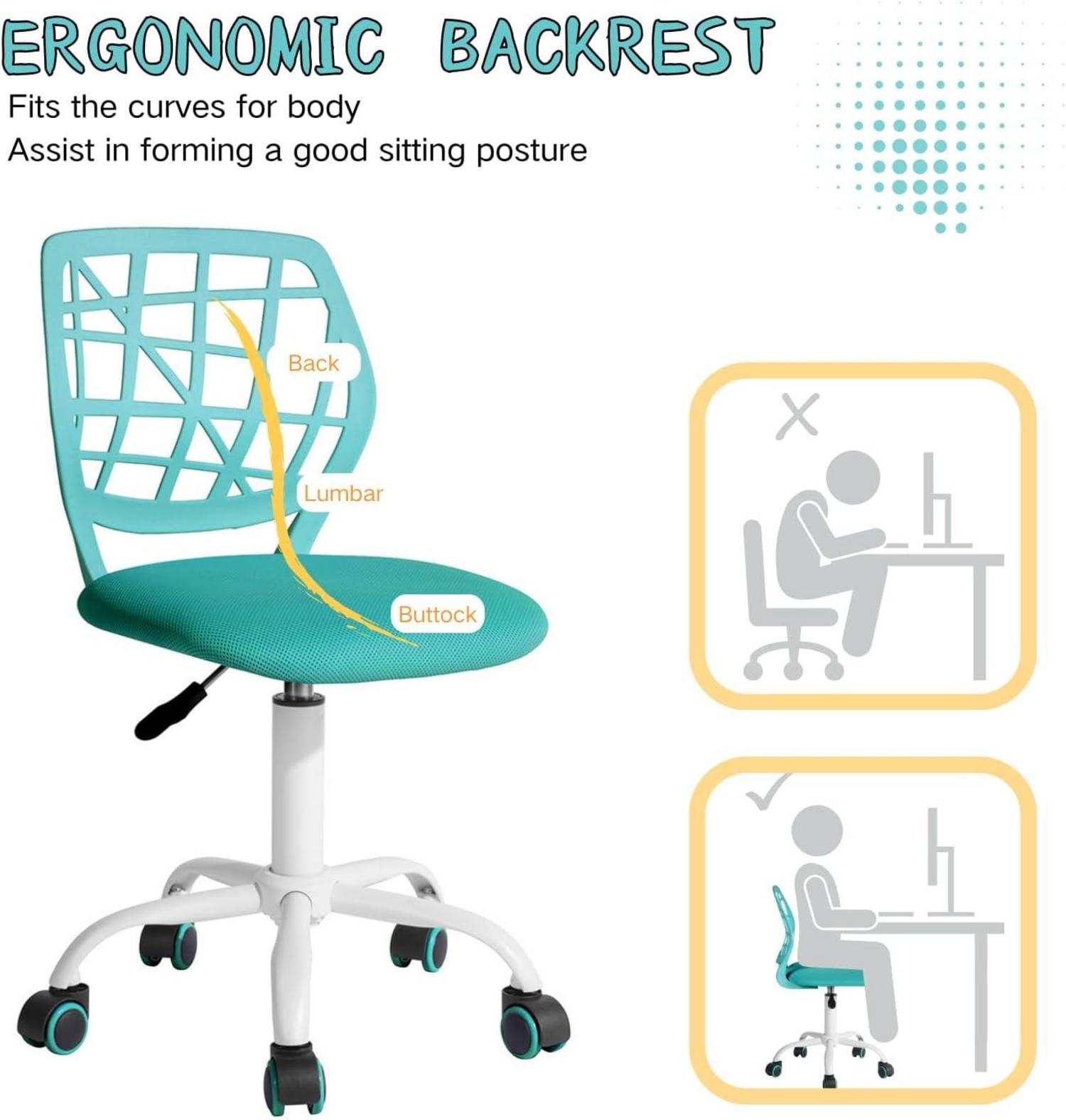 Höhenverstellbarer Bürostuhl Türkis Ergonomisch Stoffsitz