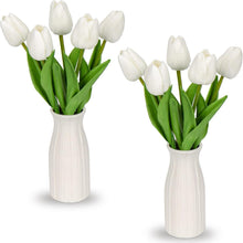 Kunstblumen Künstliche Tulpen Real Touch 30 cm mit Keramikvase