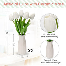 Kunstblumen Künstliche Tulpen 30 cm mit Keramik-Vase
