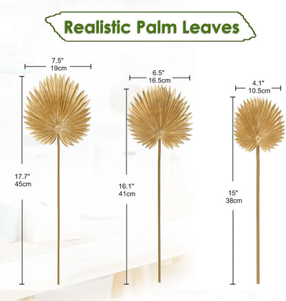 6er Set Goldene Tropische Palmenblätter Kunstpflanze für