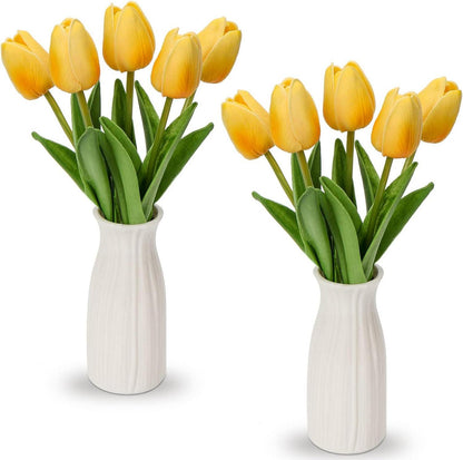 Kunstblumen Künstliche Tulpen Real Touch 30 cm Vase Keramik Gelb