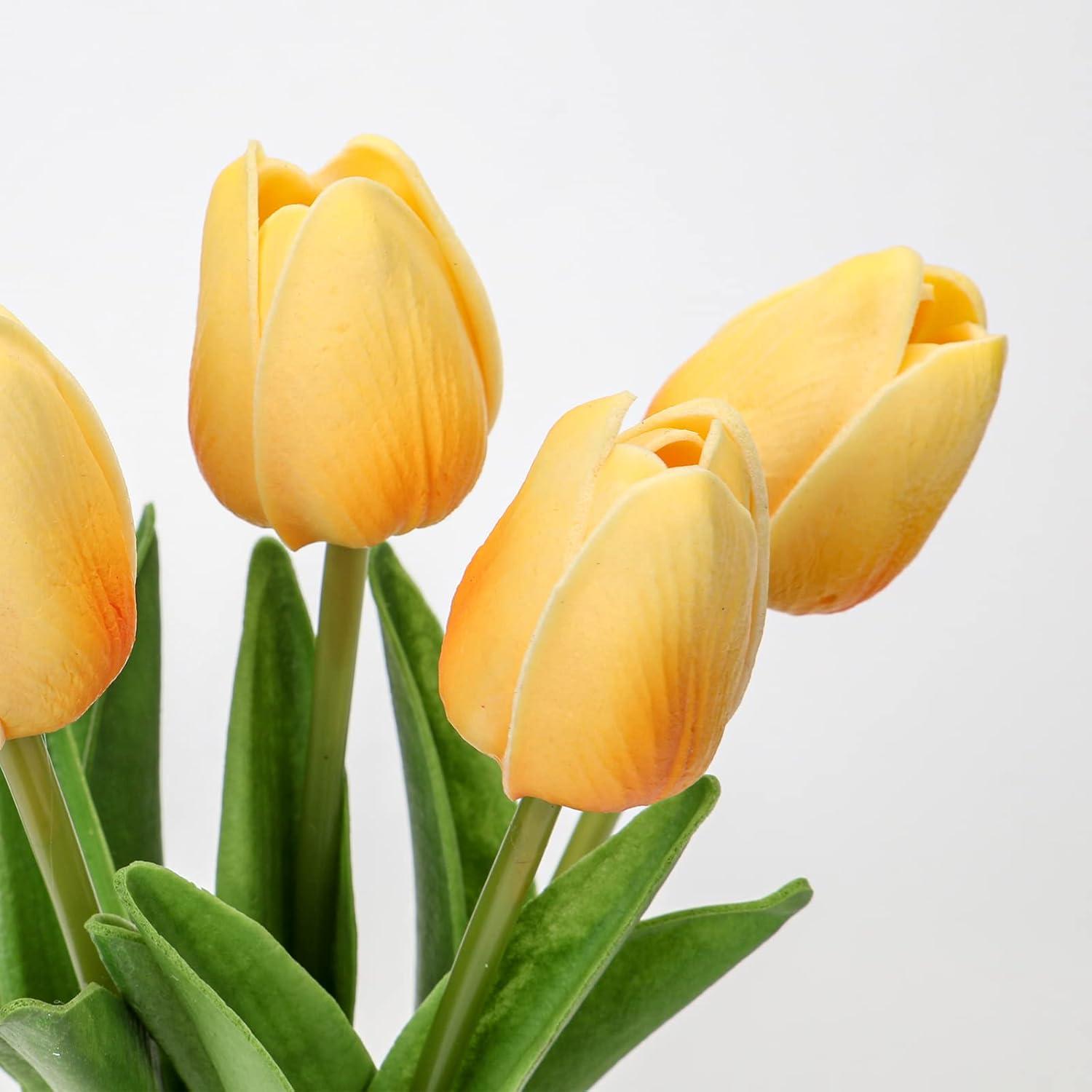 Kunstblumen Künstliche Tulpen Real Touch 30 cm Vase Keramik Gelb