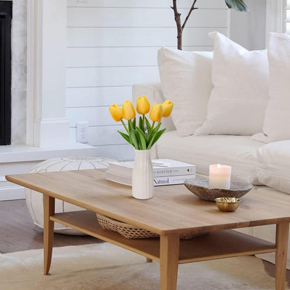 Künstliche Tulpen Blumen Real Touch 30 cm Gelb Keramik Vase