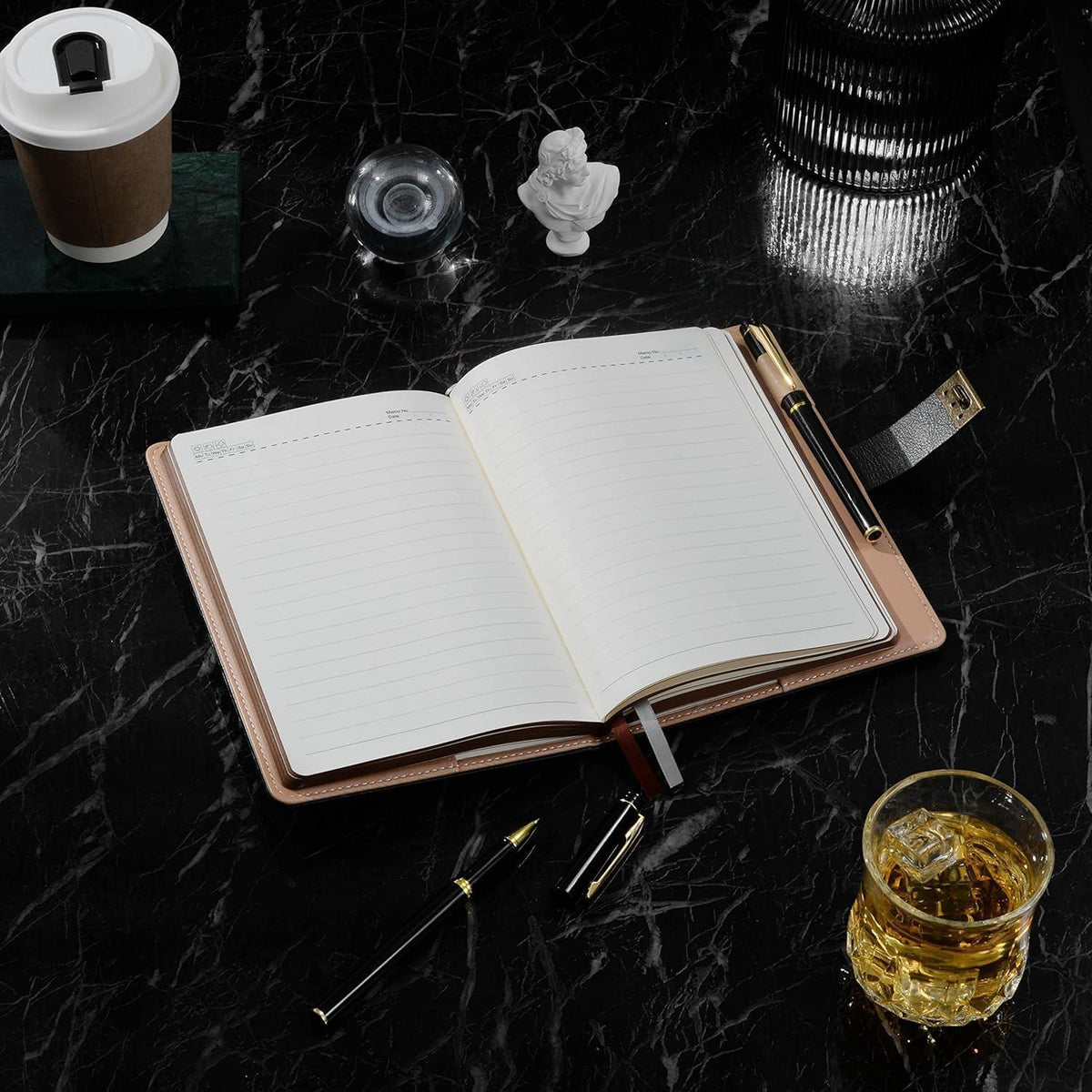 Tagebuch mit Schloss – A5 Journal mit Stift Set in Lederoptik