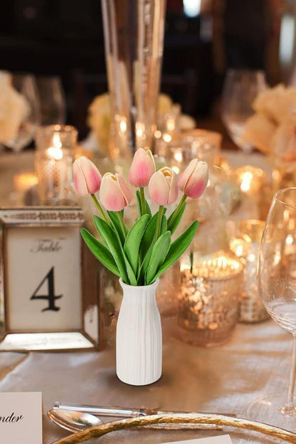 Künstliche Tulpen Blumen Real Touch 30cm Höhe Keramikvase Light Rosa