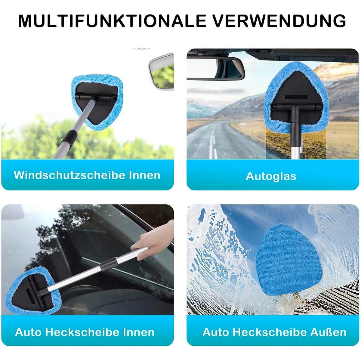 Verbesserter Autoscheiben Innenreiniger Set mit Verlängerung