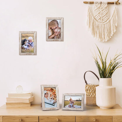 Bilderrahmen Set 12 Stück 10x15cm Moderne Holzmaserung Fotorahmen