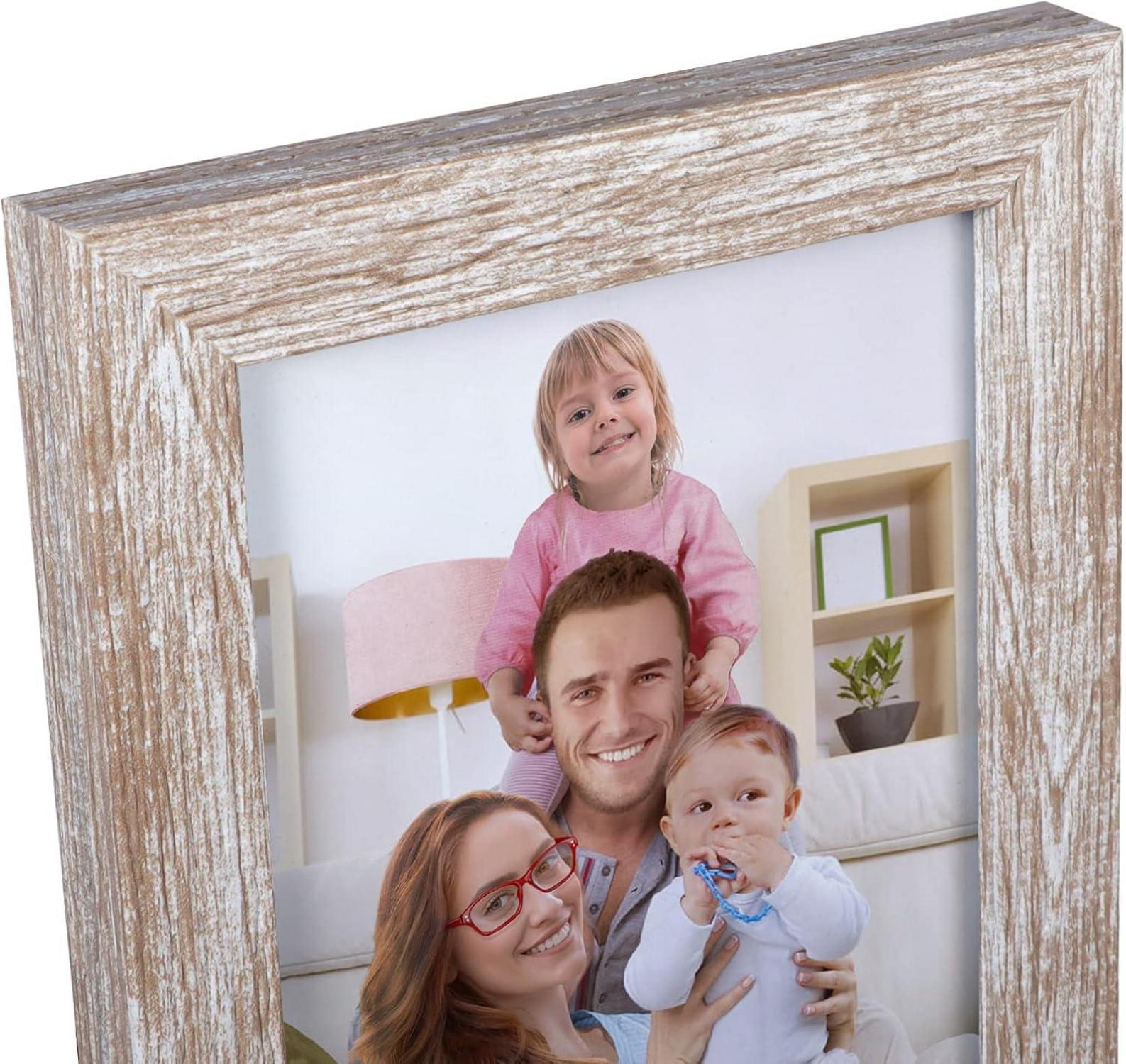 Bilderrahmen Set 12x 10x15cm Fotorahmen Beige Holzmaserung
