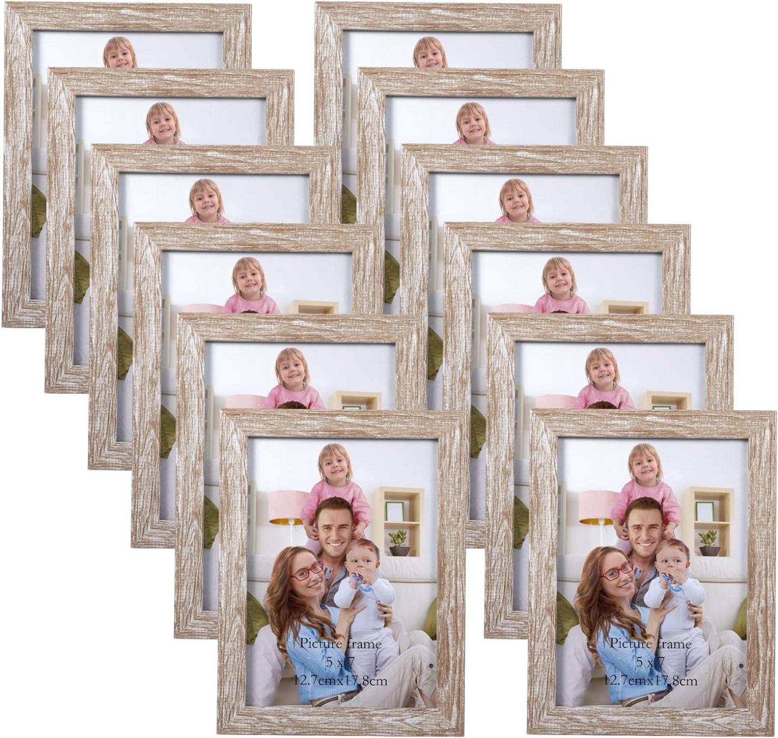 12er Set Bilderrahmen Collage 13x18 Beige Holzmaserung