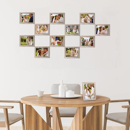 Fotorahmen Set 12 Stück 13x18 cm Beige Holzmaserung Collage Wall Art Tischdeko