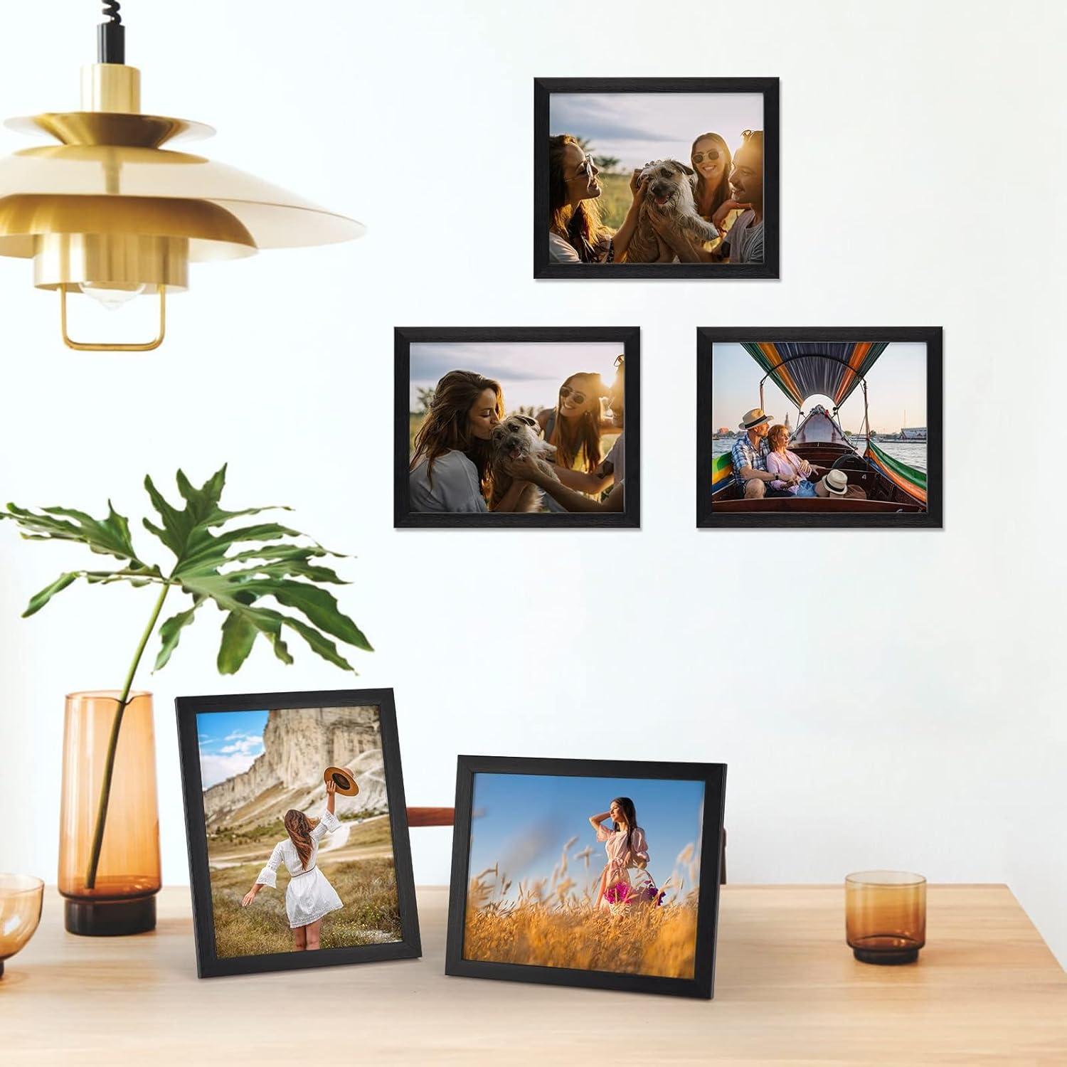 7-teiliges Bilderrahmen Set 20x25 cm für Fotos und Bilder, Schwarz - Fotorahmen Collage für Wand oder Tisch - Geschenk Freund