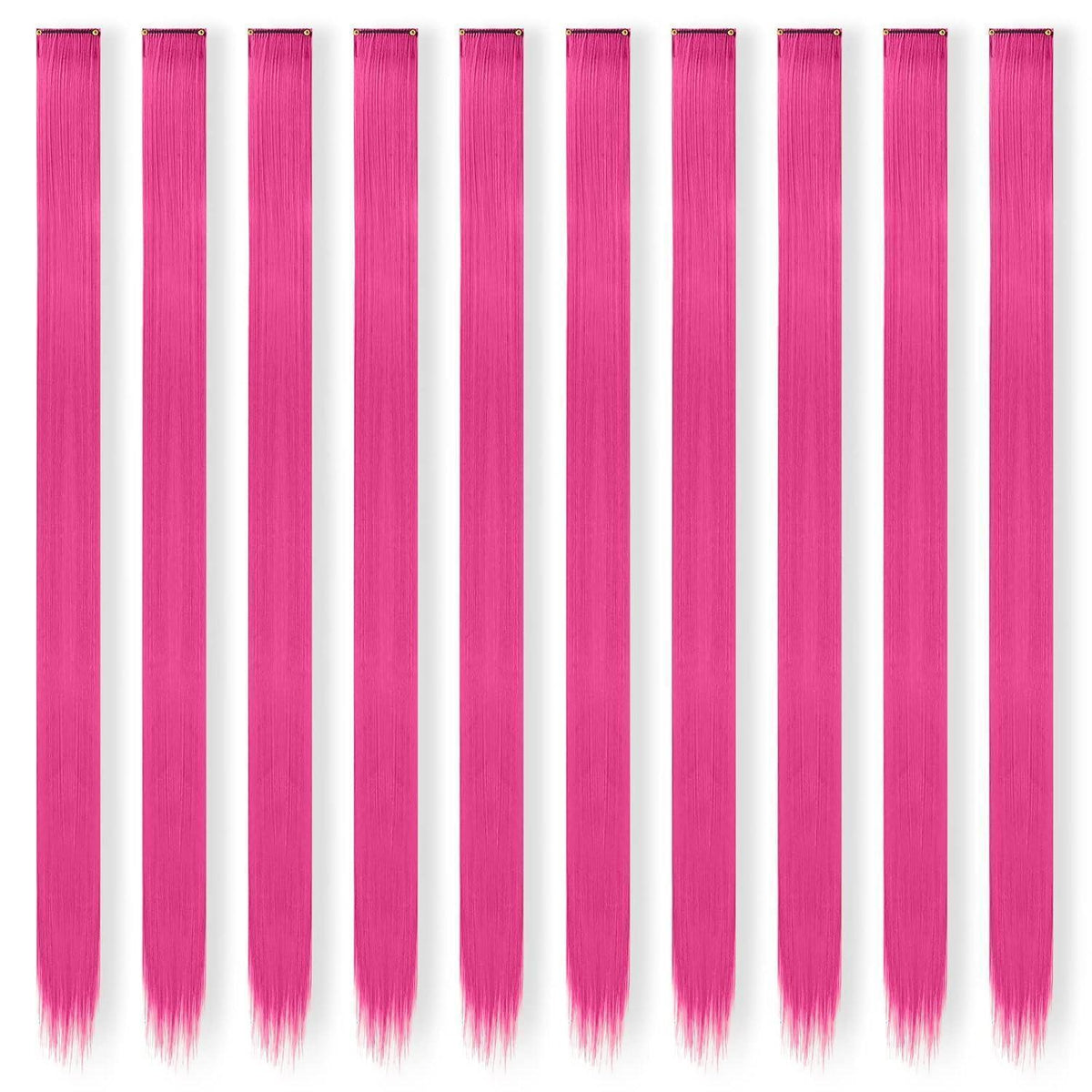 Bunte Haarverlängerung Rose Clip-in | Synthetik Haarteil 55cm