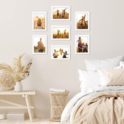 7er Bilderrahmen Set 13x18 cm Weiß für Fotos Collage + Tischaufsteller