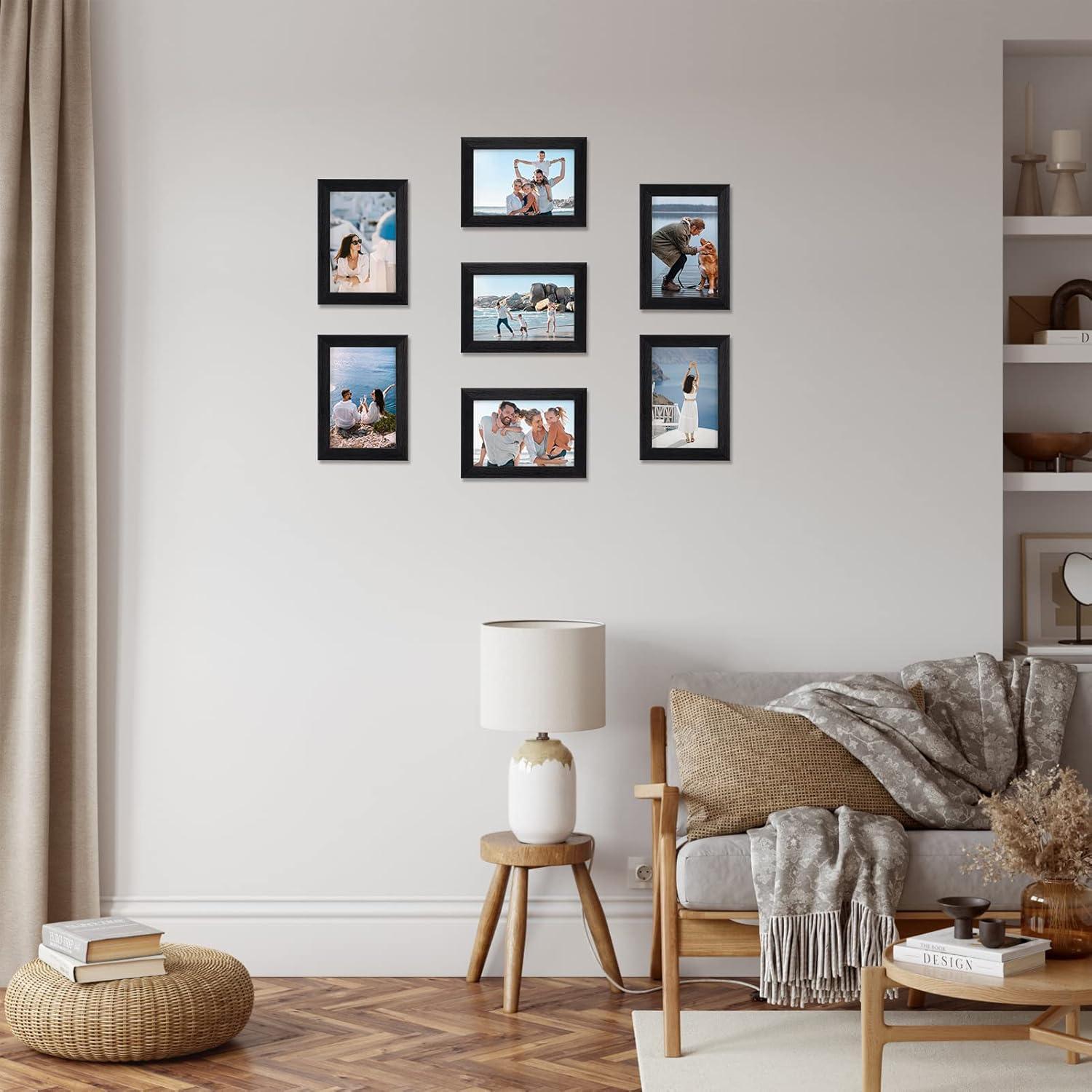 Giftgarden Bilderrahmen Set 10x15 cm Schwarz Fotorahmen Collage 7 Stück