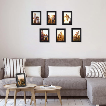 7-teiliges Bilderrahmen Set 10x15 cm Schwarz für Fotos und