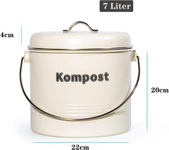 Biomülleimer Küche 7L Geruchsdicht Aktivkohlefilter Metall