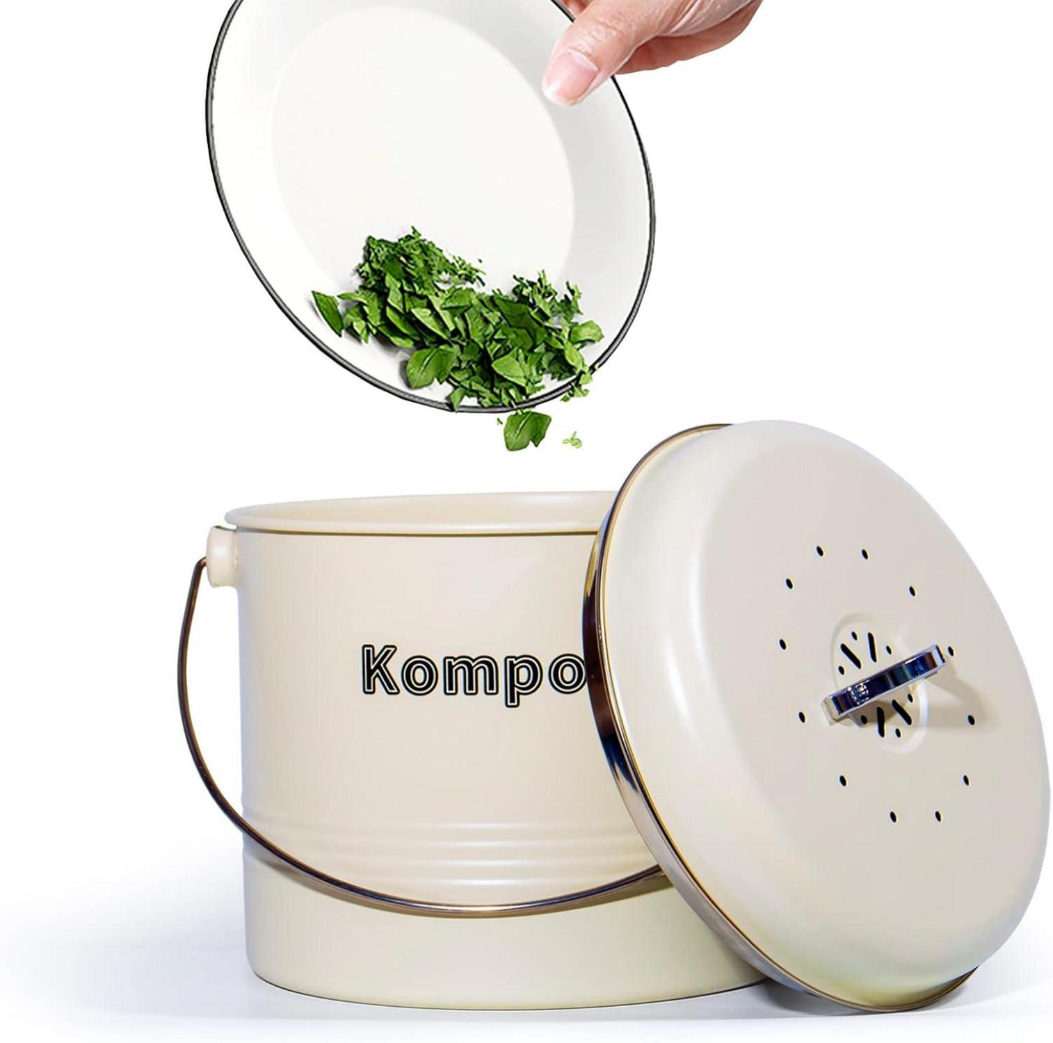 Biomülleimer Küche Geruchsdicht Aktivkohlefilter Metall Retro