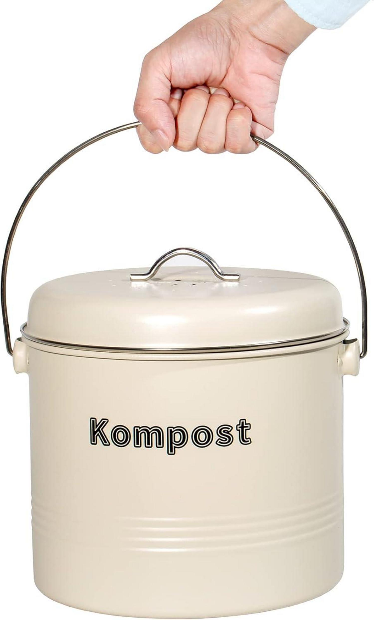 Biomülleimer Küche 7L Aktivkohlefilter Geruchsdicht Metall Retro